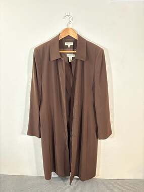 Amanda Smith Brown 2-Piece Duster Coat and Shell Top Set, Size 14